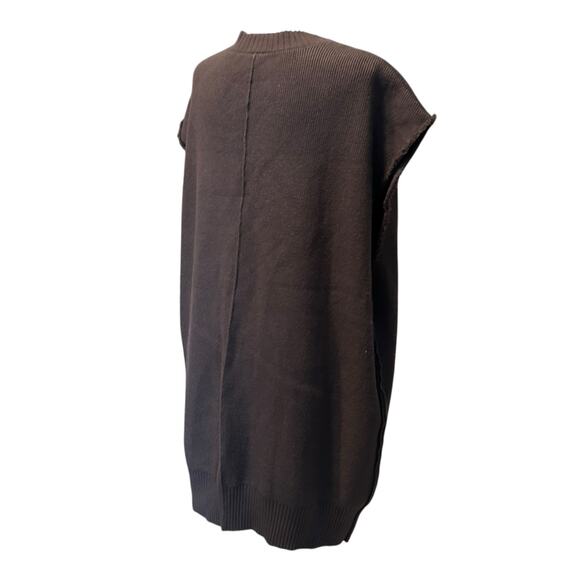 Free People Oakleigh Vest Womens Sz Large Charcoal Gray V Neck Raw Hem Oversize - Picture 4 of 16